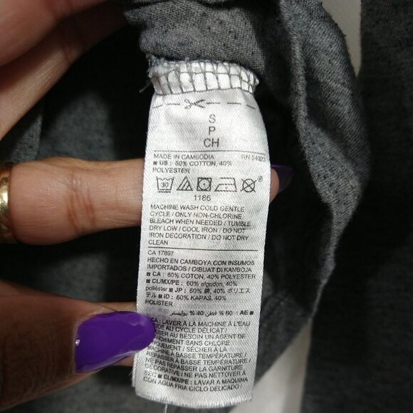 Old Navy Hooded Top Shirt Women Size S Heather Grey Long Sleeve Pullover - Picture 7 of 8